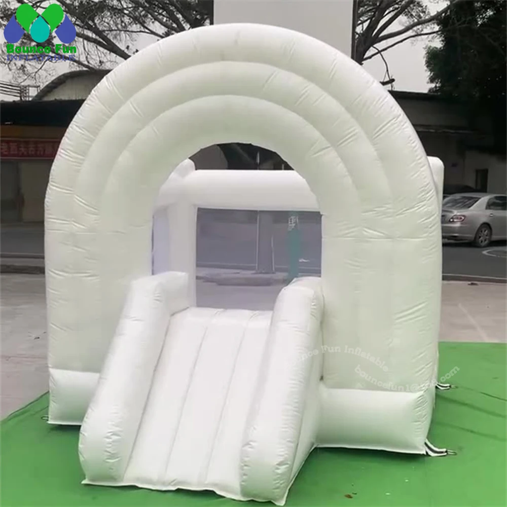 Kids Commercial Spacewalk Inflatable Rainbow Bouncy Castle White Pastel Bouncing Jumper Bounce House Games For Wedding Birthday