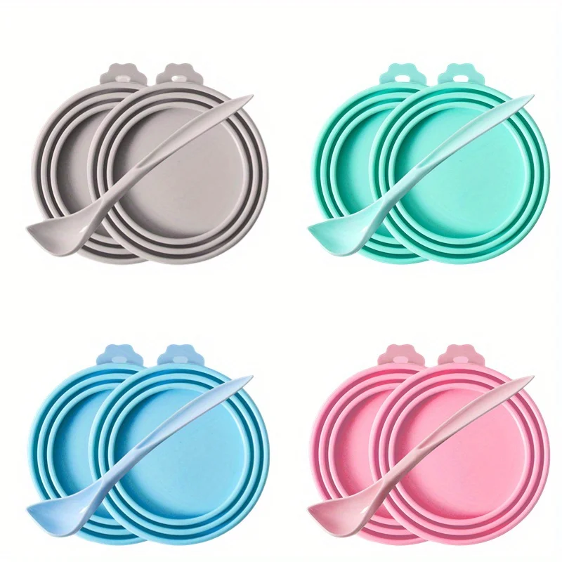 Tapa sellada de silicona para contenedor de comida para mascotas, 2 uds., con cerradura para tapa de cuchara y ranura para cuchara integrada, diseño sellado turquesa, fácil de abrir
