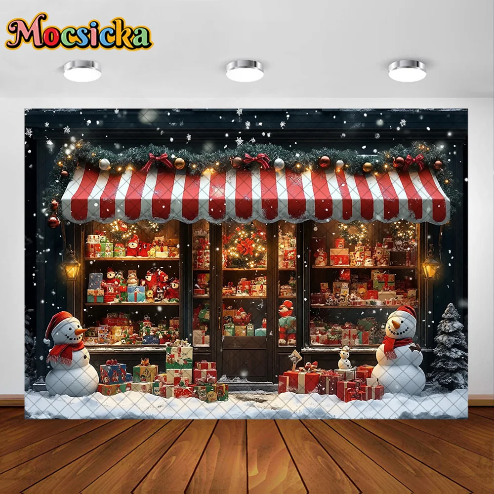 Mocsicka التصوير خلفية لطيف ثلج لعبة مخزن عيد الميلاد الديكور الاطفال عيد الميلاد عطلة لوازم الخلفيات للصور