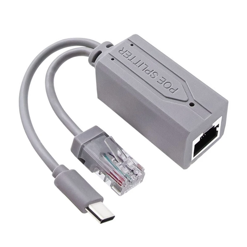 USB C POE 스플리터 USB C 48V ~ 5V 2.4A 장거리 이더넷 케이블 사용 10/100MBPS 이더넷 어댑터 사용