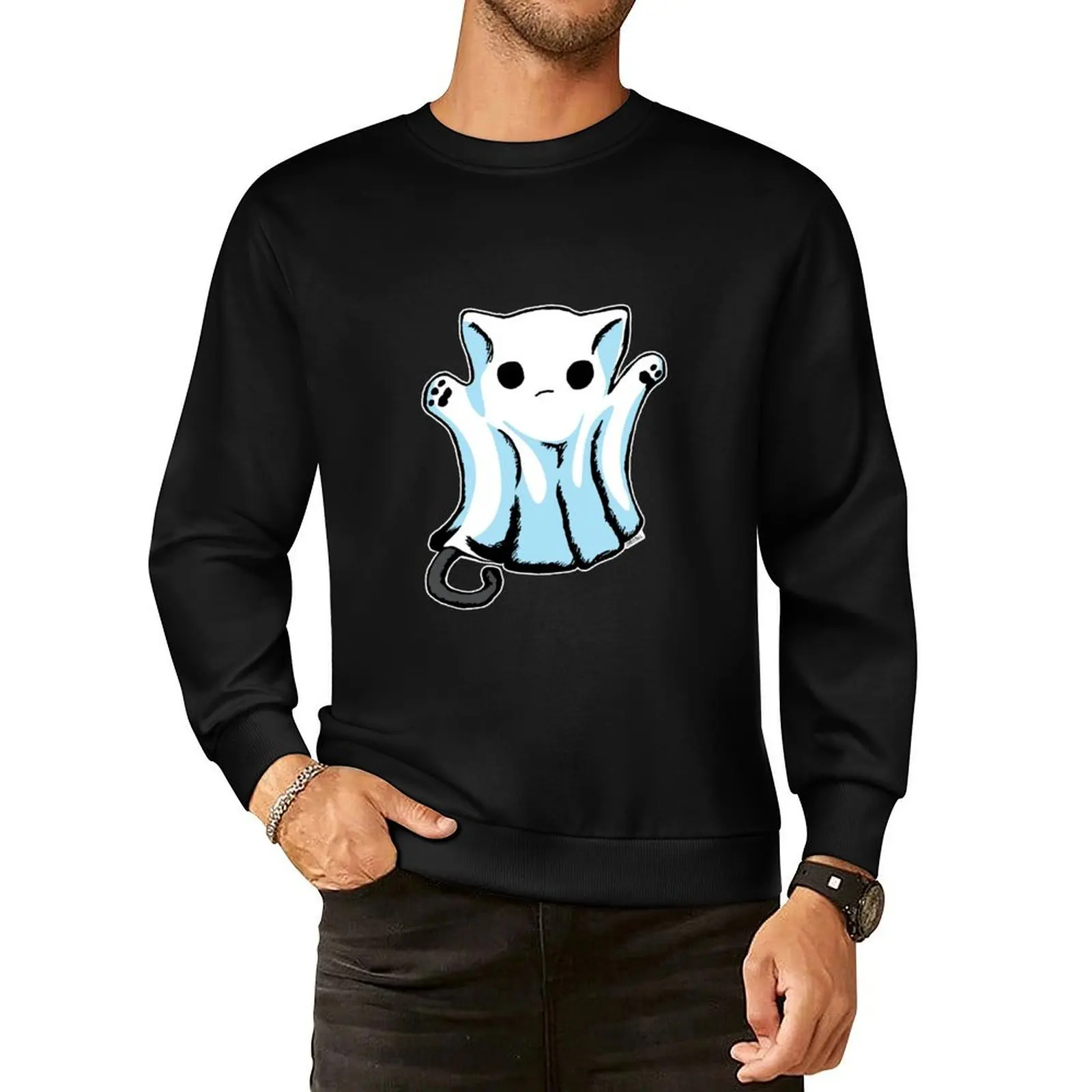 

Cute Boo Ghost Cat Halloween Pullover Hoodie men clothes clothes for men tracksuits winter clothes sweatshirt male