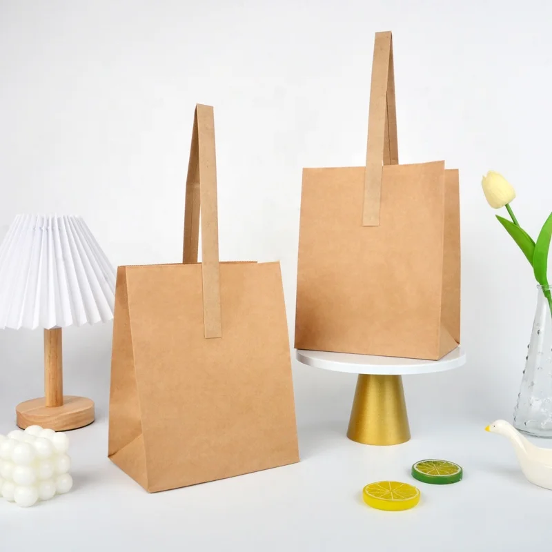 2025 تصميم جديد للمبيعات المباشرة من المصنع حقيبة حماية الفاكهة بمقبض واحد كيس ورق كرافت بني