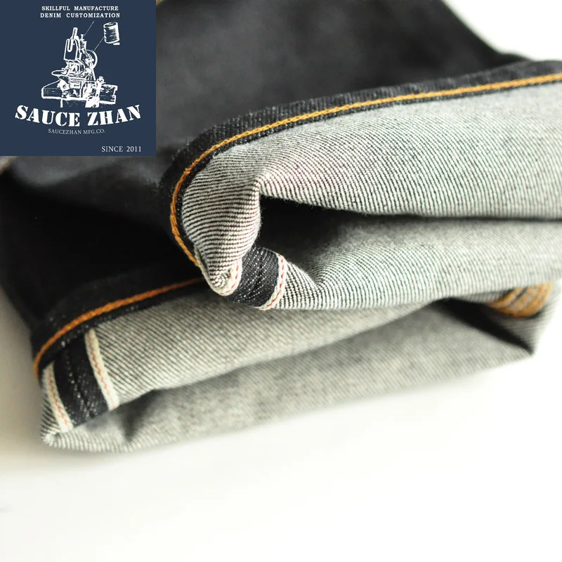 SauceZhan 315XX Taper fit Selvedge denim Jeans for men Denim Jeans Unwashed BLUE Jeans 14.5 Oz Motorcycle Jeans