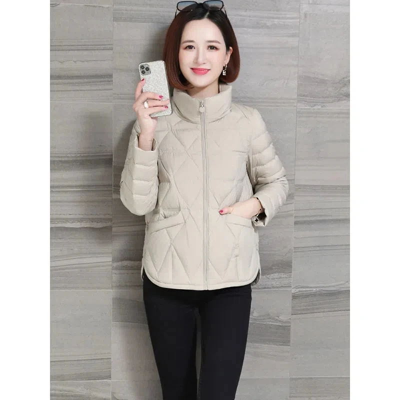 Down Cotton Jacket Womens 2024 Spring Autumn New Korean Fashion Light Slim Padded Coat Female Large Size Short Parkas