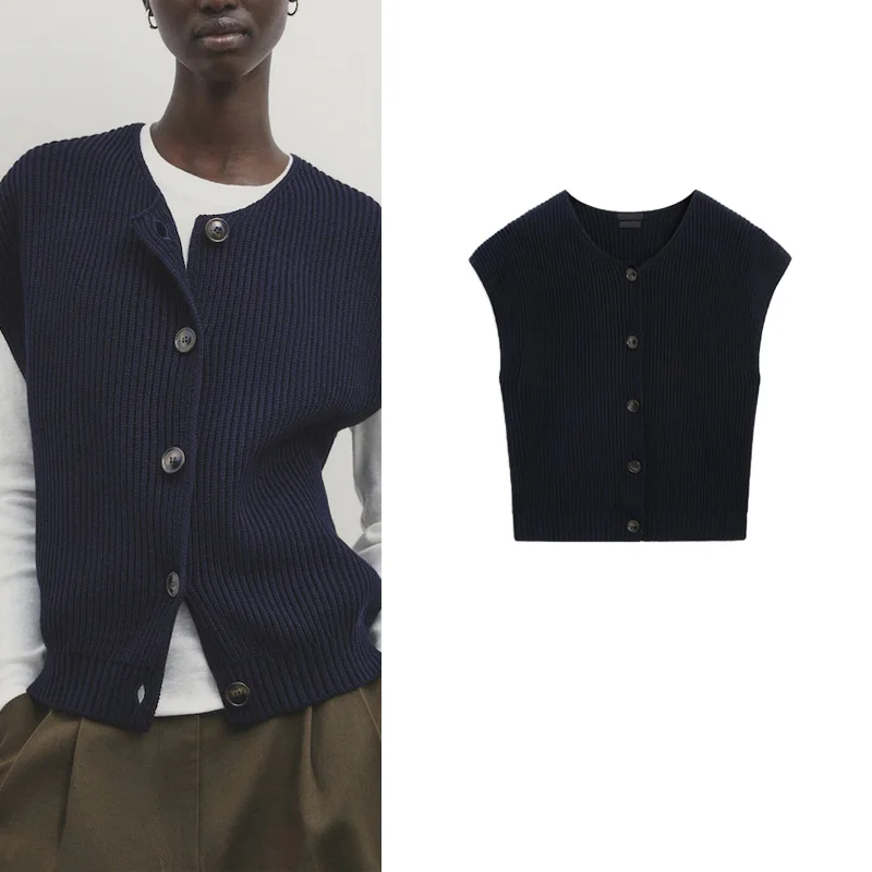 

Spring New Arrival Women's Casual Basic round Ne Vest Cardigan Layering Versatile MD Faion Polyester Fiber 00%