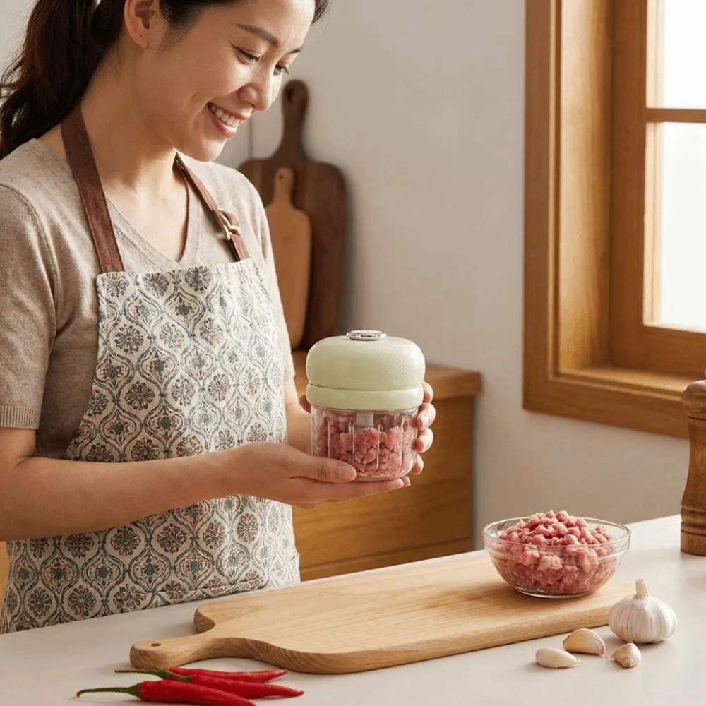 350ml Electric Garlic Chopper Wireless Detachable Baby Food Maker Mini USB Charging Multi-Functional Meat Grinder Kitchen