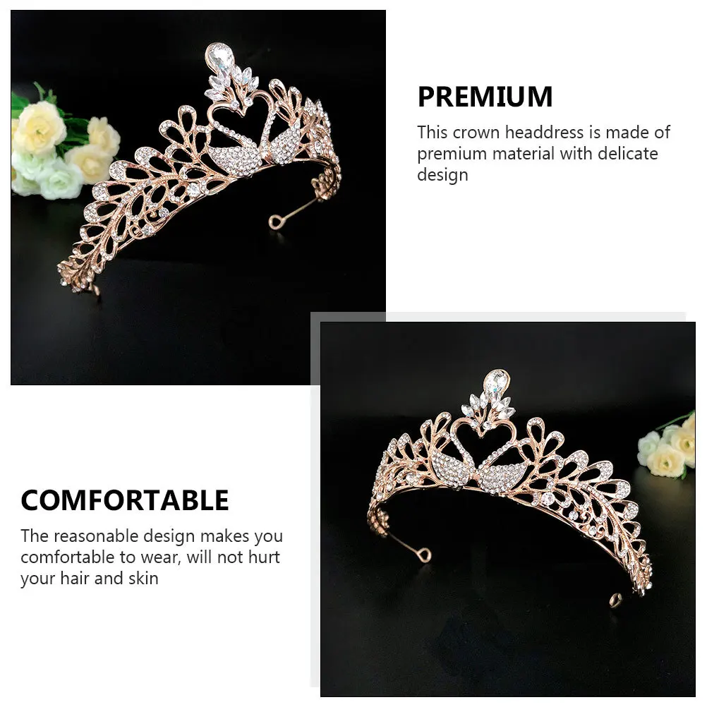 

1Pcs Fashion Swan Crown Tiara Rhinestone Wedding Bridal Headdress Bride Hair Decor Elegant Banquet Accessory Tiara Crown