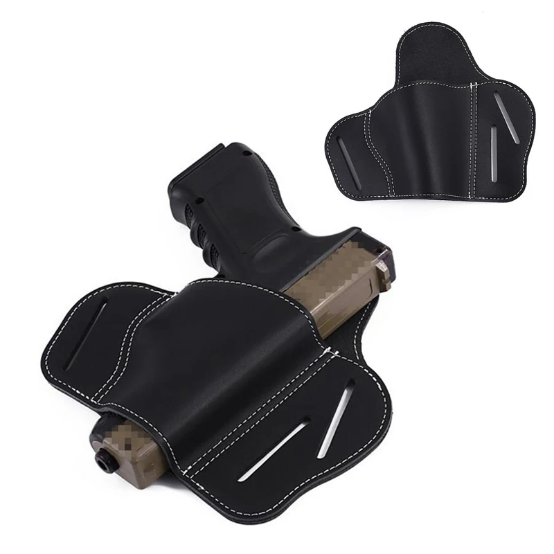 

Leather Gun Holster For Glock 17 Sig Sauer Universal Guns Tactical Right Hand Pistol Belt Holster