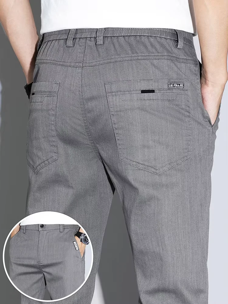 2025 New Men's Casual Pants Spring Summer Thin Business Straight Cotton Stretch Classic Work Trousers Korean Brand Clothing