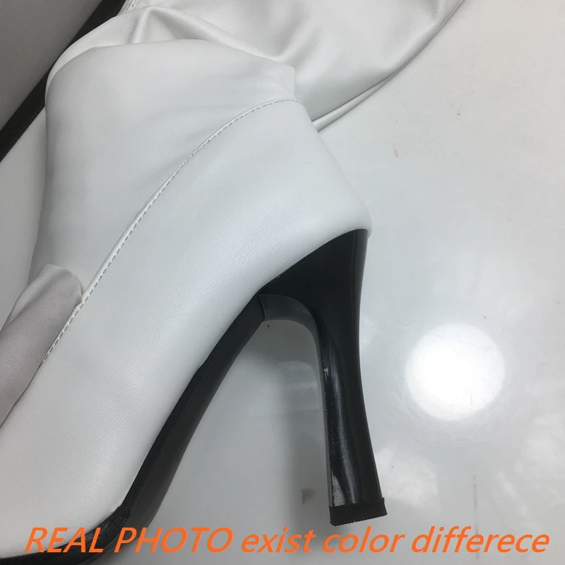 REAVE CAT Sexy Thigh Boots 57cm Pointed Toe Thin Heels Ultrahigh 10cm 49 50 Fashion Party Shoes Stretch Bota