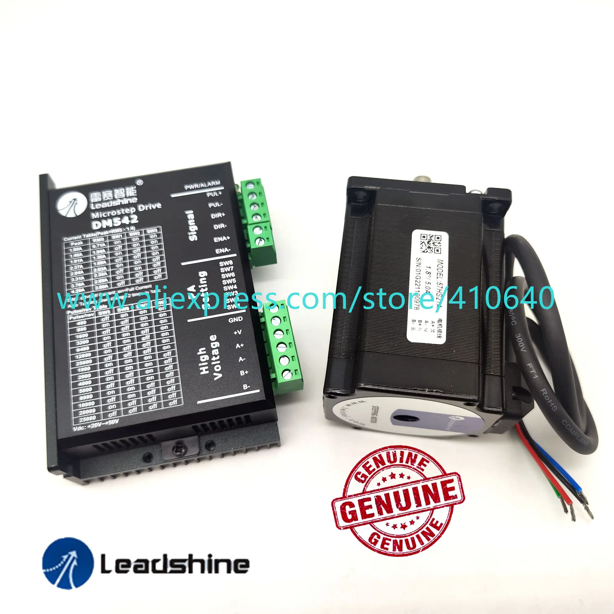 GENUINE Leadshine Stepper  Motor 57HS21A 8mm Shaft 5A 2.1 N.M AND Leadshine DSP Digital Stepper Drive DM542 Delivery TOGETHER