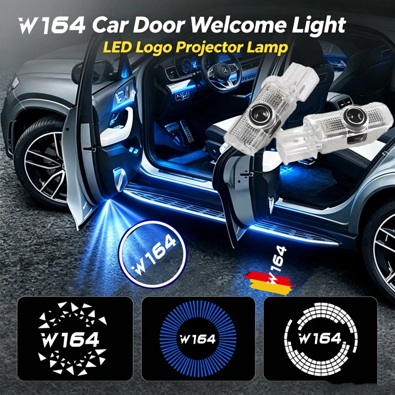 2PCS LED Car Door Welcome Courtesy Ghost Shadow Emblem Projector Lamps Decoration For Mercedes Benz ML W164 2005‑2010 Accessorry