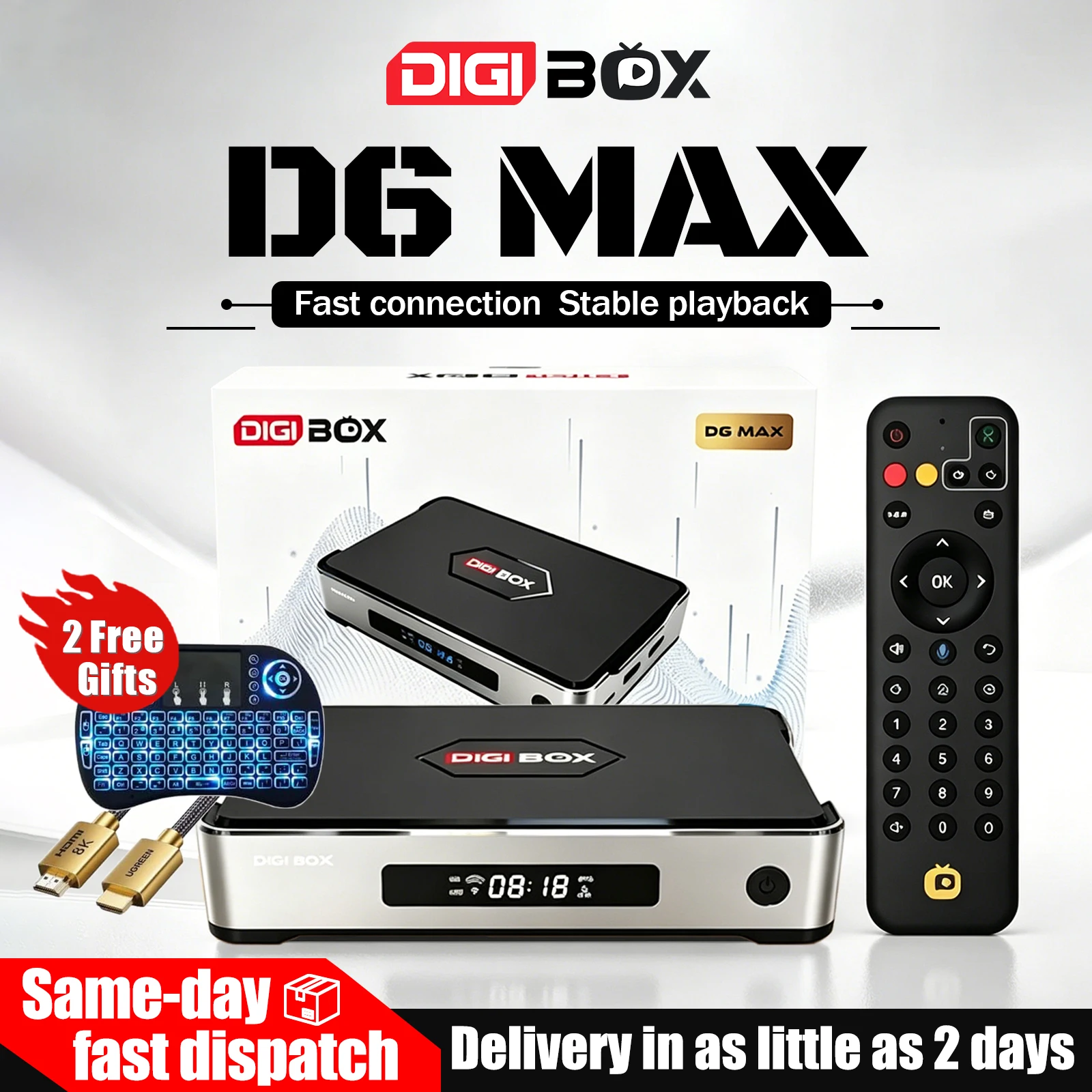 

[Genuine] New DIGIBOX D6 MAX Smart Android TV Box, Smart Global Media Player Set-Top Box, 8K HD|Wi-Fi6|4GB+64GB|Voice Remote