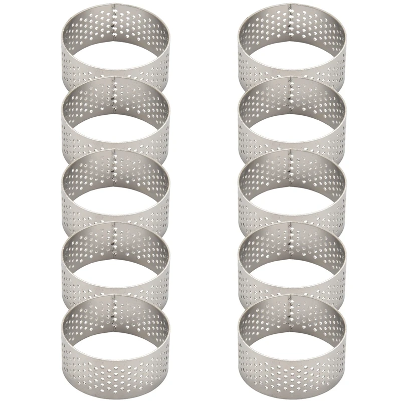 10Pcs 4.5cm Round Stainless Perforated Seamless Tart Ring Quiche Ring Tart Pan Pie Tart Ring with Hole Tart Ring