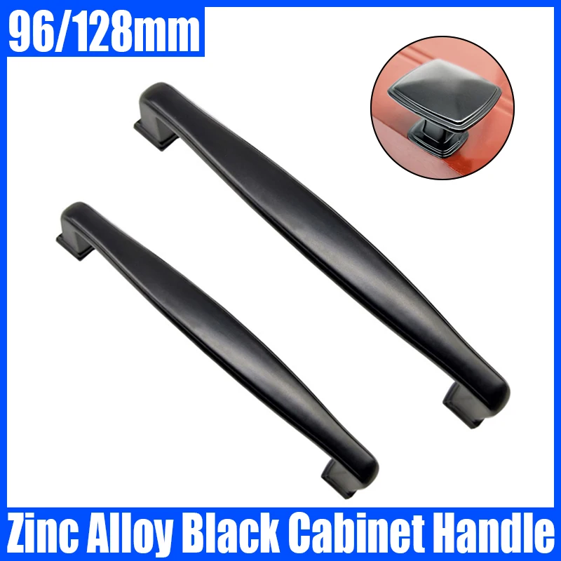 

2PCS 96/128mm Zinc Alloy Black Cabinet Handles Wardrobe Door Handle Drawer Knobs Cupboard Pulls Furniture Handle Hardware