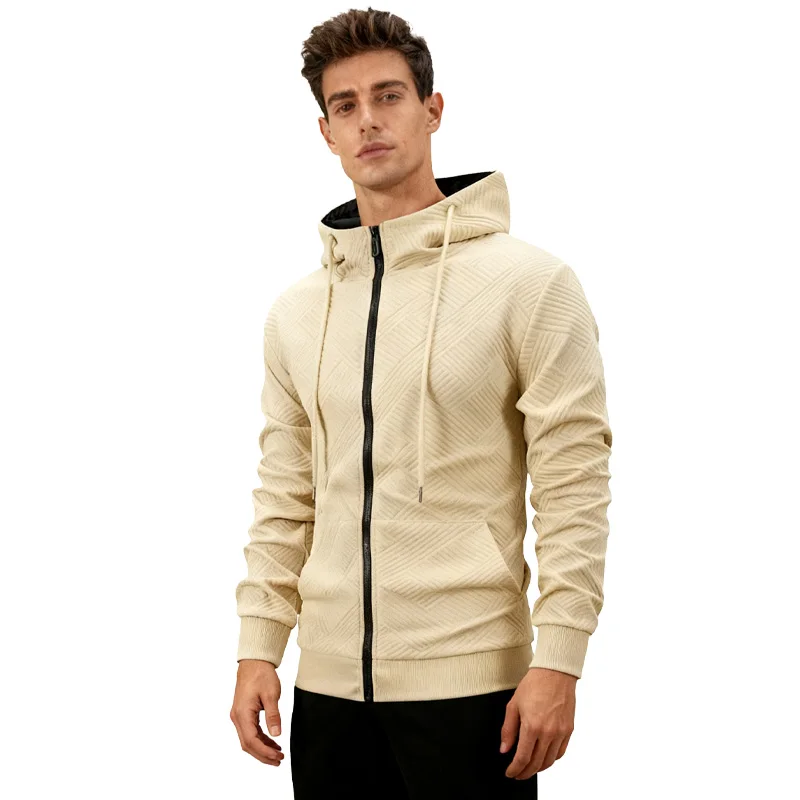 الخريف الشتاء الرجال البلوز سترة طويلة الأكمام هوديي كامل سستة إغلاق سترة الذكور هوديس البلوز سليم صالح الذكور الملابس #4