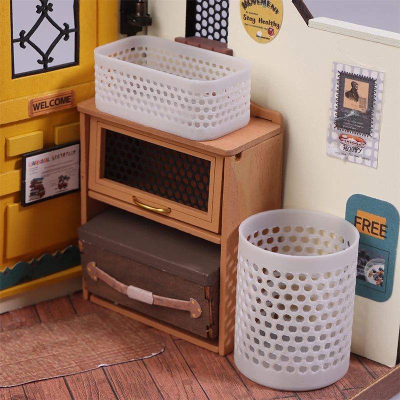 1pc Dollhouse Mini Storage Basket Laundry Basket Model Furniture Decoration Dolls House Bathroom Accessories