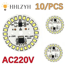 Hhlzyh 10 teile/los ac220v led chip 3w 5w 7w 9w 12w 15w 90 lumen/w 2835smd runde licht perlen für glühbirne chips lampe beleuchtung