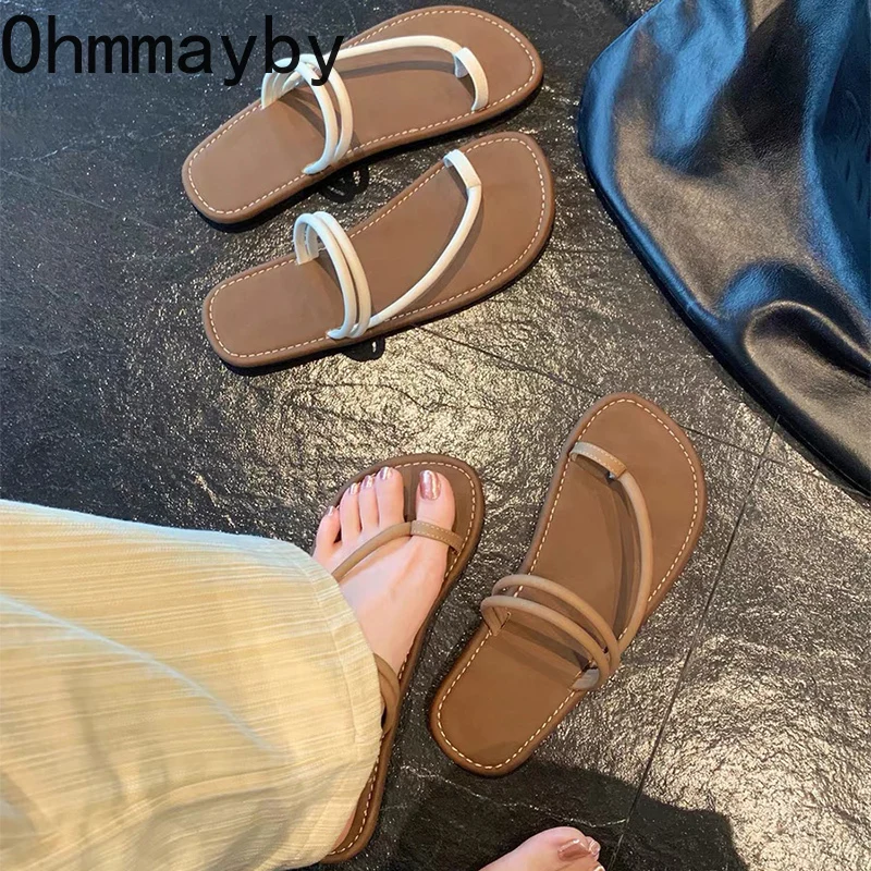 

Summer Beach Vacation Flip Flop Women's Clip Toe Flats Slippers Casual Soft Sole Dress Street Style Shoes