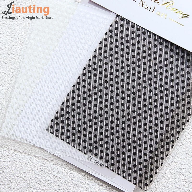 Black White Polka Dot Lace Design Nail Art Stickers Adhesive Sliders DIY Nail Decals Foils Wraps Decorations Manicure Salon