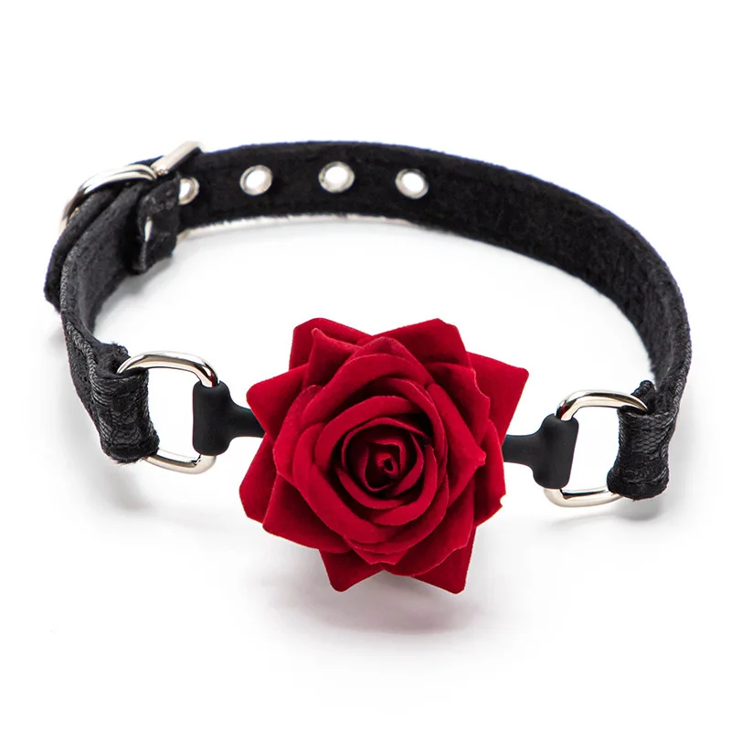 SM Slave Mouth Gag Ball Female Oral Sex Gear BDSM Mouth Restraint Sex Toy Rose Balls Erotic Harness Adult Couple Fetish Toys view 2