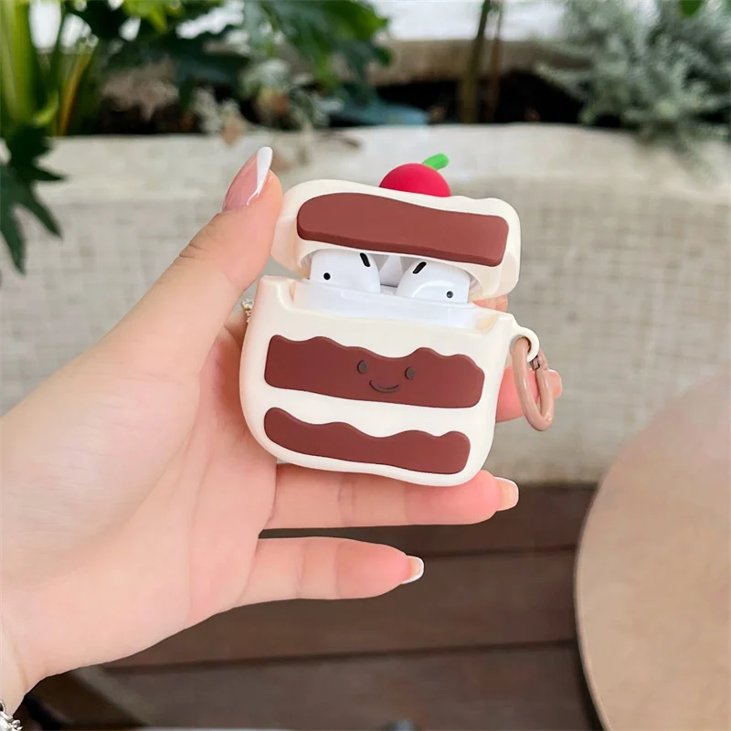 Cute Cherry Cake Earphone Case For Apple Airpods 3 2 1 Pro Cover Silicone Headphone Charging Cases For Airpod Pro 2 Headset Capa