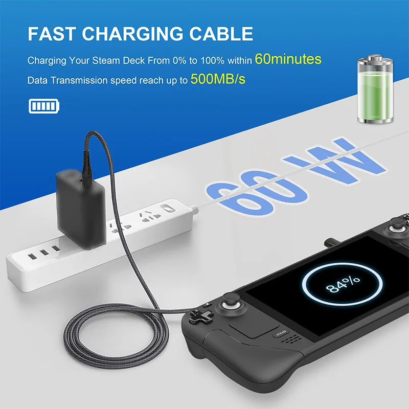 DEVASO 60W Fast Charge cable type-C to Type-C data cable for swtich/steam deck/ gamepad mobile phone charging cable