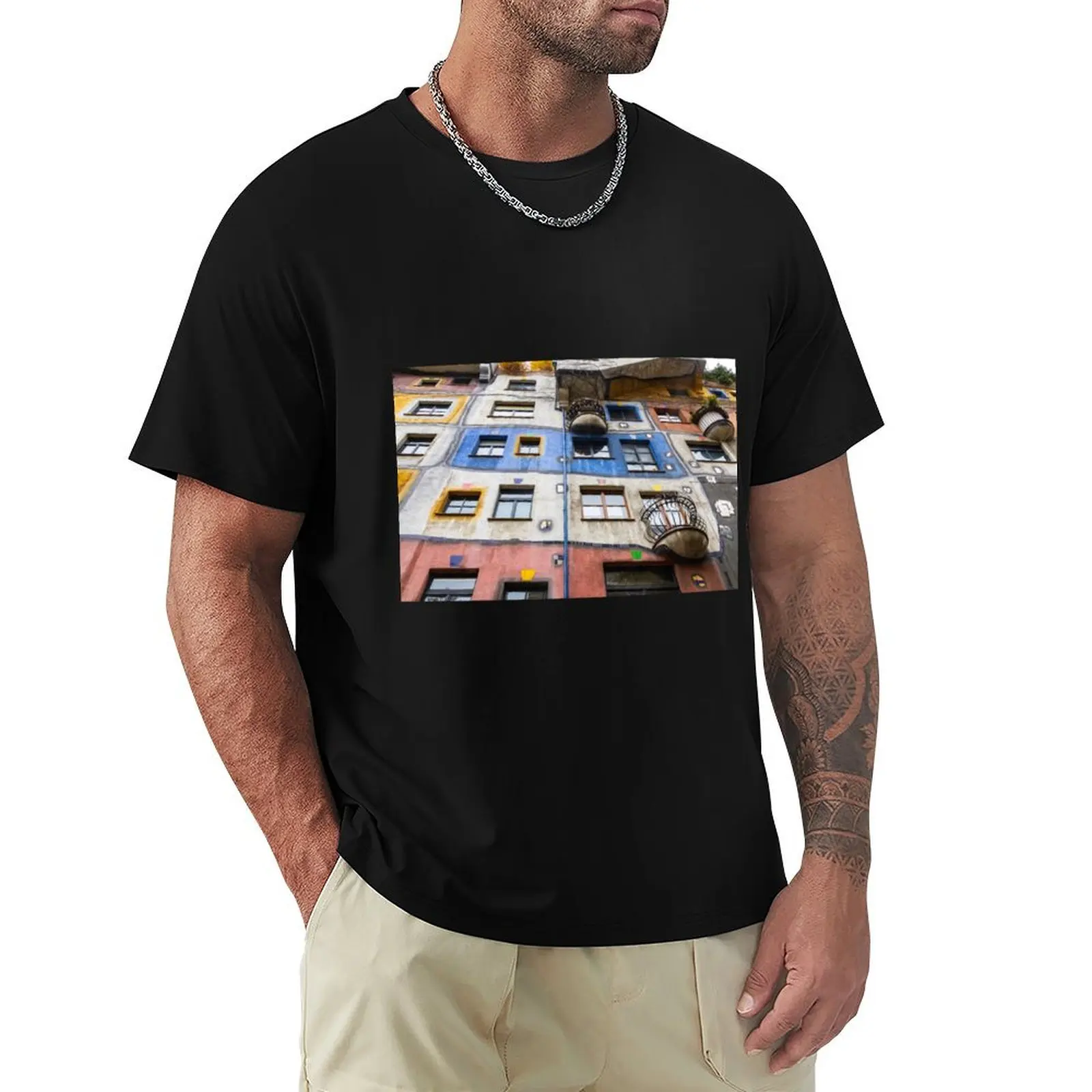 

Hundertwasser house in Vienna T-Shirt blacks anime clothes summer shirt mens funny t shirts