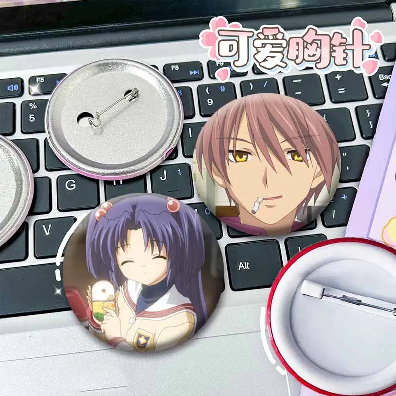 Anime Clannad After Story Lapel Pins Cartoon Figure Kyou Nagisa Badge Round Brooch on Hats Clothes Backpack Jewelry Accessories
