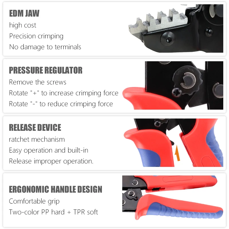 YEFYM SN-2549 AWG28-18 (0.08-1.0mm²) Ratcheting Wire Crimping Tools forPH2.54/Dupont 2.54/2.8/3.0/3.96/4.8/KF2510/JST Terminal