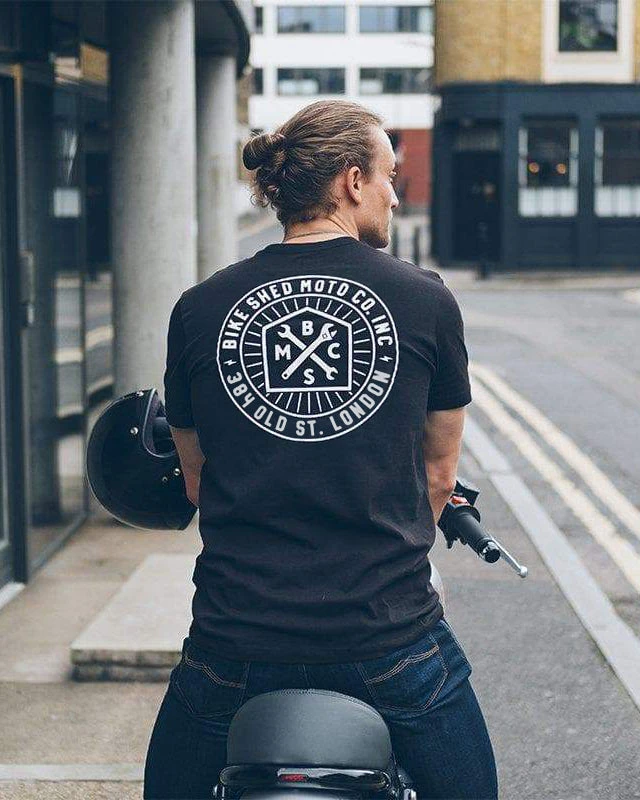 Black London Roundel Motorcycle Retro Brand Graphic Tee Cotton Mens Womens T-Shirt Outdoor Casual Top