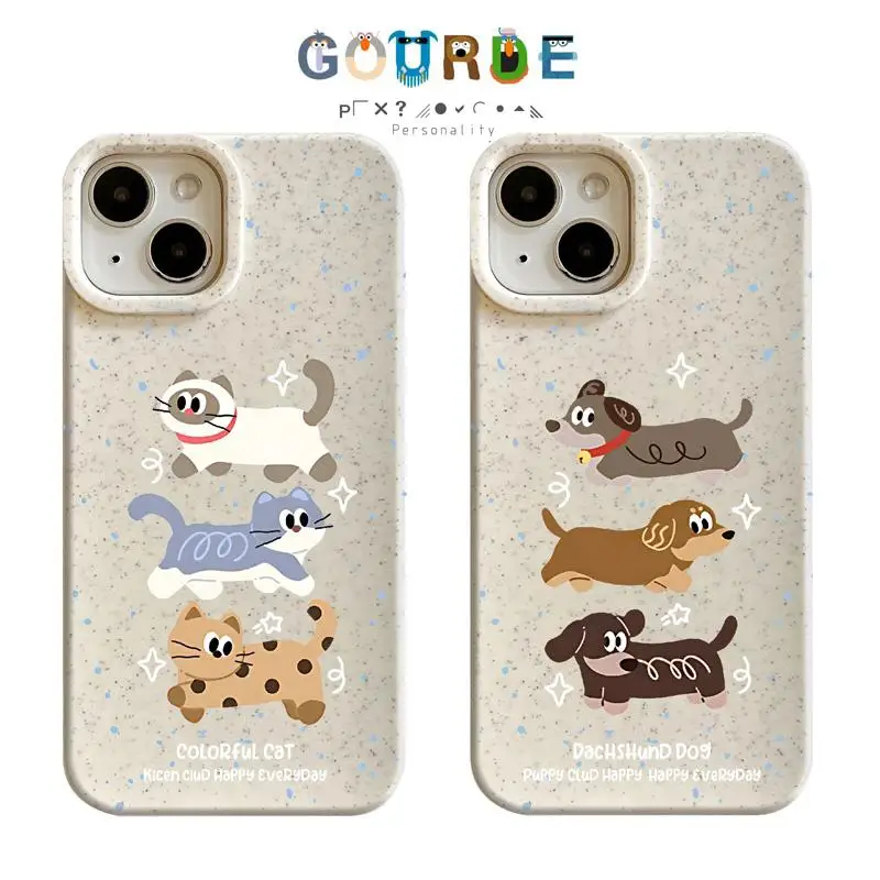 

Gourde Cute Cat Dog Cartoon patterns Phone Case for Iphone 16 15 14 12 13 11 Pro Max IP 7 8 Plus Iphon X XS XR Xs Max