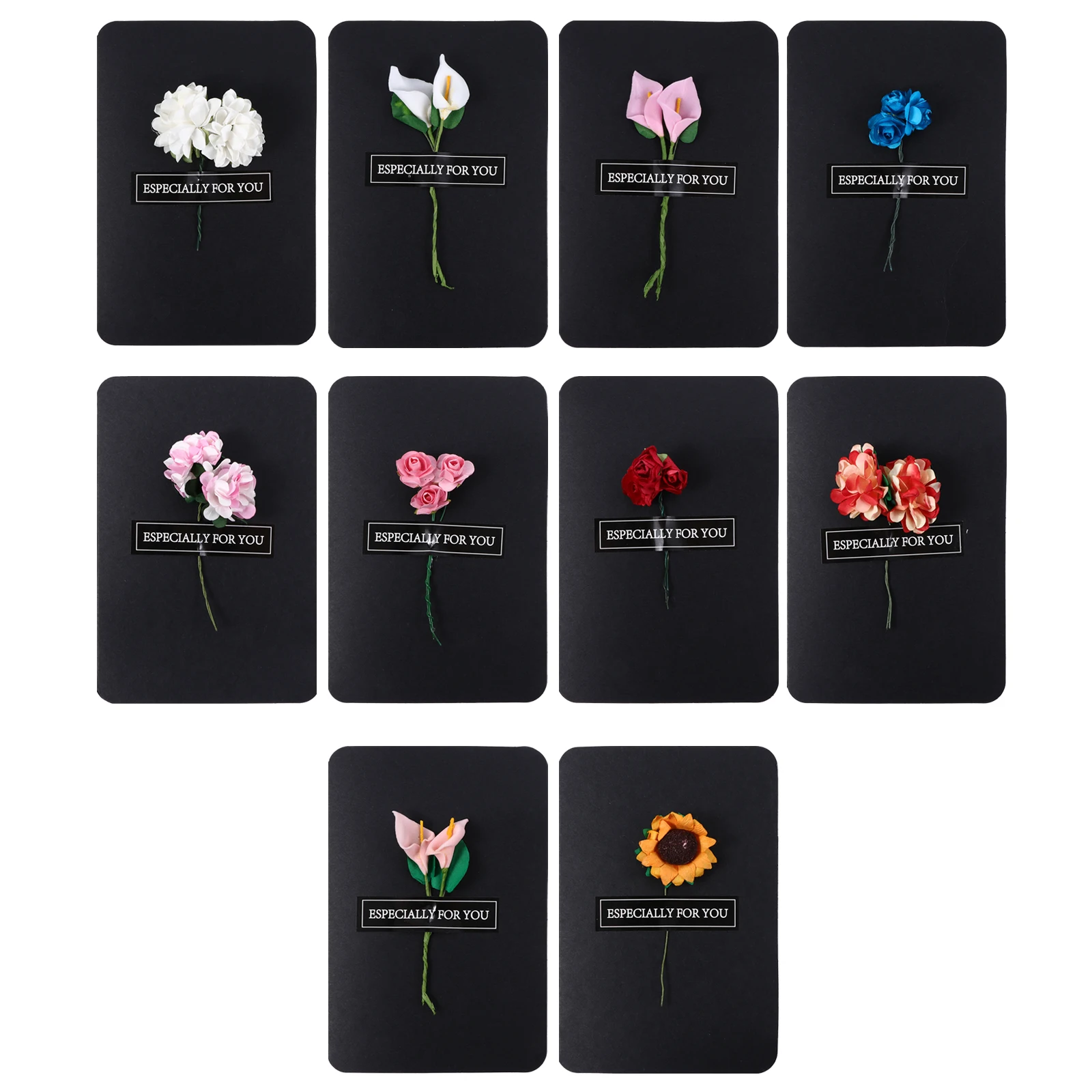 การ์ดอวยพร 10 ชิ้น การ์ดอวยพร วันหยุด ลายอวยพร นูน สีดำ น่ารัก หลากหลาย