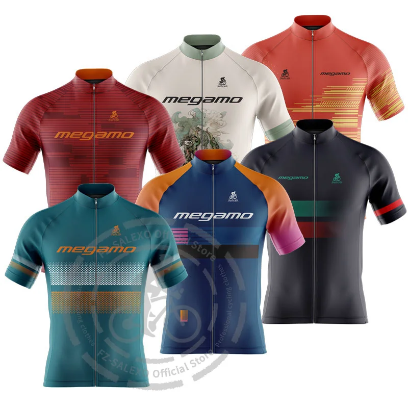 2024 megamo Summer Cycling Jersey Sets Outdoor Mountain Bike Breathable Sportwears Short Sleeves Road Bike Cycling Clothing