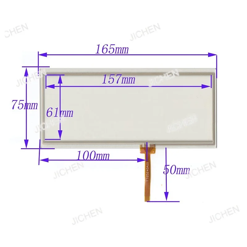 

7-дюймовый 4-проводной резистивный сенсорный экран TT05240A10 для T14MZ, стеклянные панели для резистивного сенсорного экрана T14MZ, 165*75 мм
