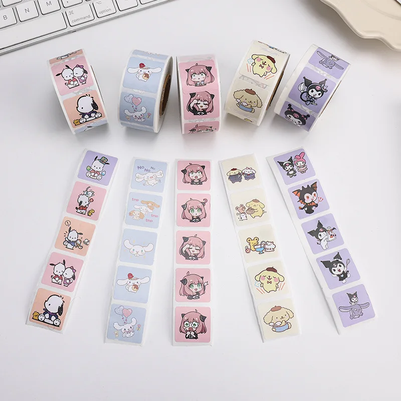 

500Pc/Roll Sanrio Stickers Kawaii Cinnamoroll Melody Kitty Anime Toys Cartoon Graffiti Sticker for Water Bottle Laptop Luggages