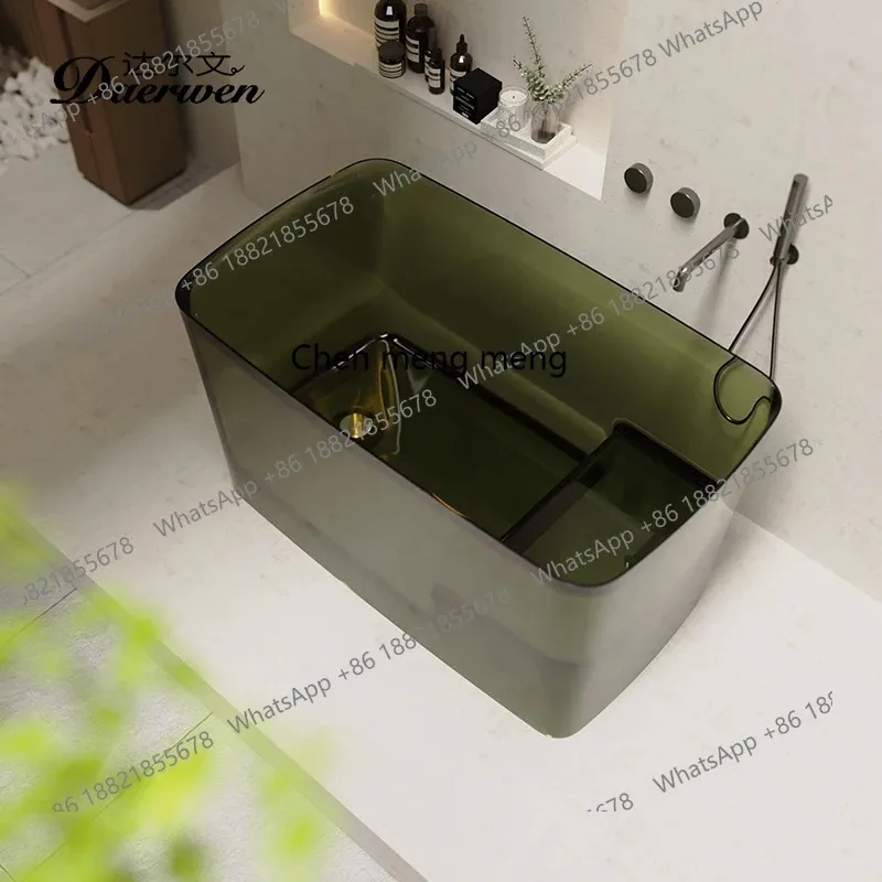 B67 Deep soaking tub Household bathtub Rectangle transparent bathtub Color resin Small apartment bathtub Independent