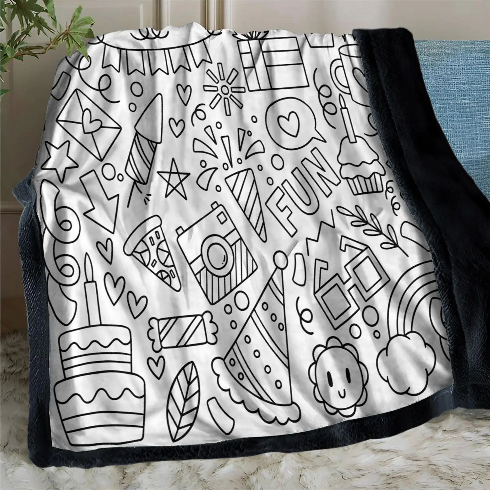 

Раскраска одеяла на тему дня рождения, домашний декор, цвет ваше собственное одеяло для семейных одноклассников, для мальчиков и девочек, любителей искусства, классная вечеринка