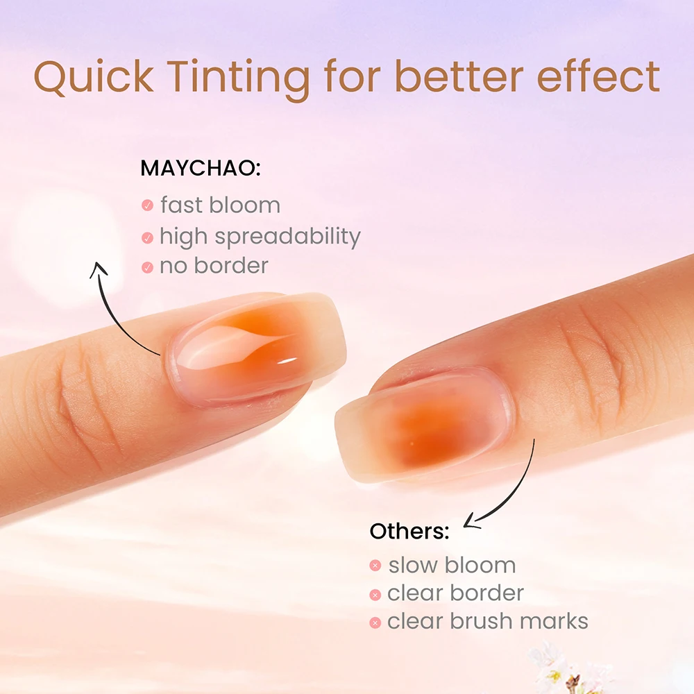 MAYCHAO Clear Blooming Gel Nail Polish Soak Off UV LED Blossom Gel Polish for Nail Decoration Nail Painting Nail Art DIY 7.3ml