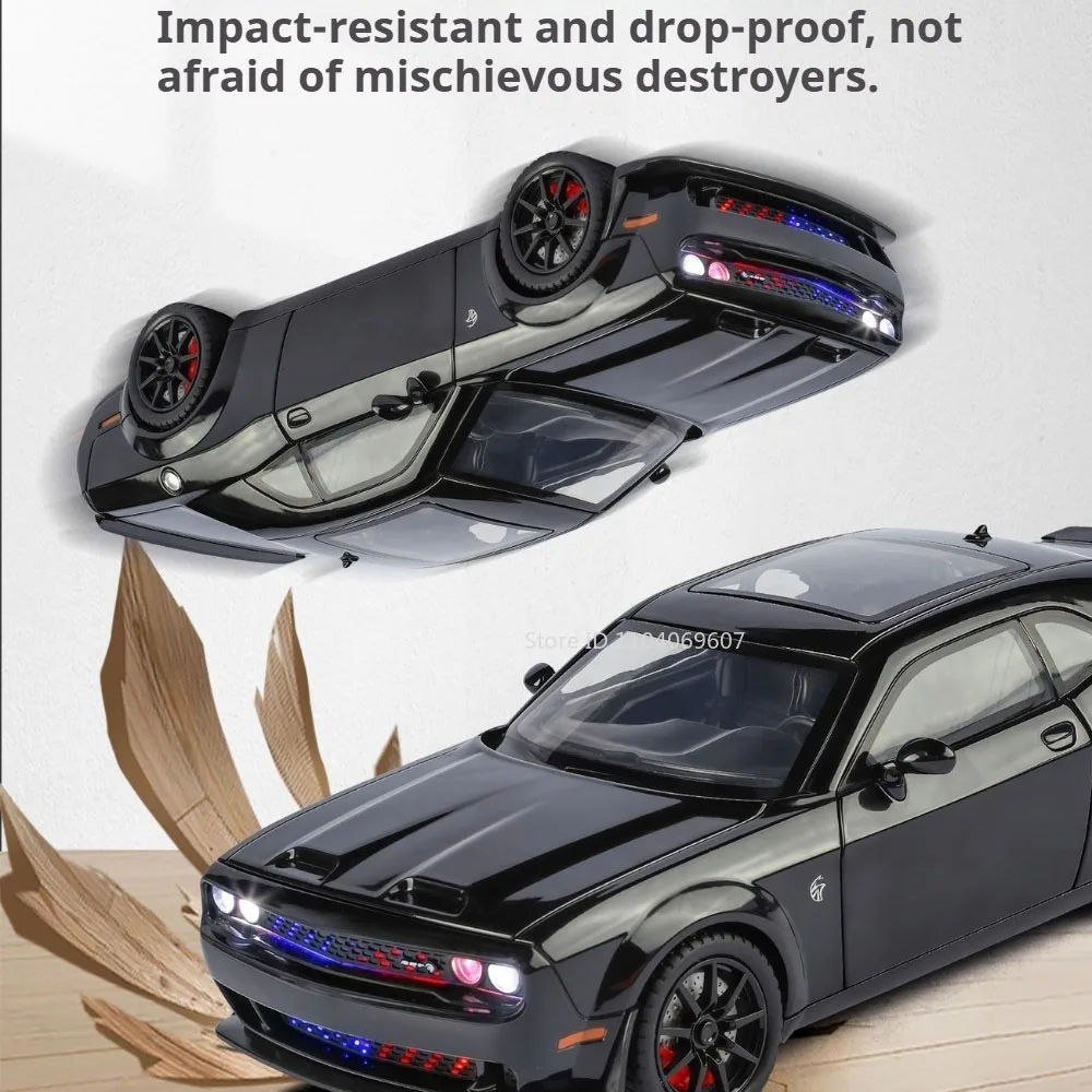 1:24 닷지 챌린저 SRT 헬캣 모델 장난감 자동차 합금 다이캐스트 4도어 개폐 미니어처 차량 휠 풀백 카 소년 선물