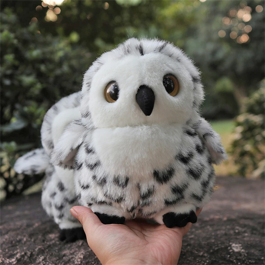 Realistische verschneite Eule Plüschtier Falke Vogel Plüschtier lebensechte weiße Eule Stofftier Simulation Puppe Spielzeug Geschenk Kinder Sammler