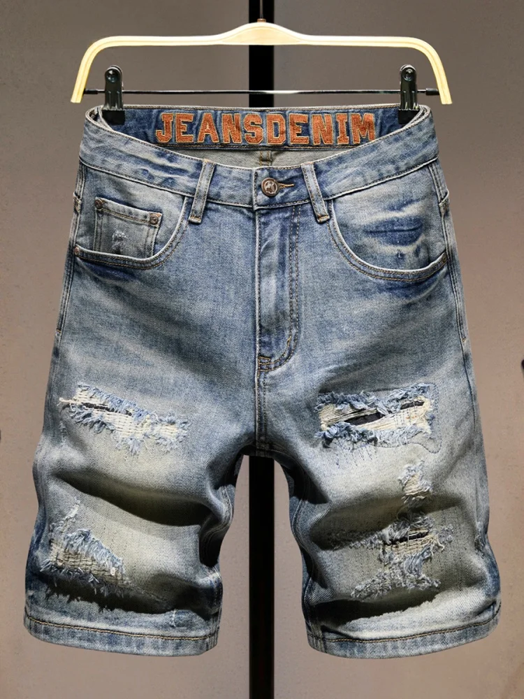 

New Sli Men's Denim orts Summer Faion Retro Heavy Texture Comfortable Straight Leg ort Pants Youth Casual Wear