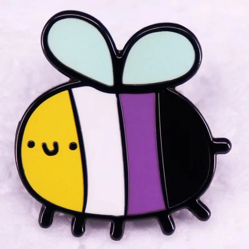 Non-Binary Bee Brooch Cute Animal Badge Fashion Backpack Pin Unique Jewelry Gift Clothes Bag Accessory for Friends