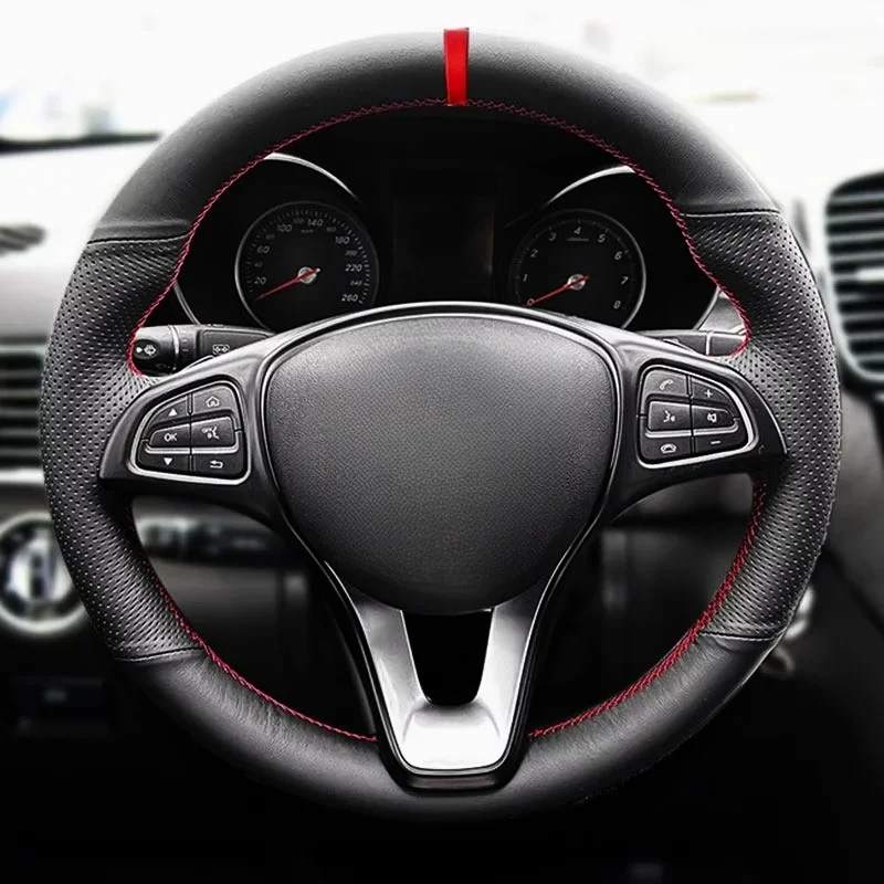 

Braids on Car Steering Wheel Leather Cover For Mercedes Benz W176 W246 W205 C117 C218 X218 W213 X156 X253 W166 X166 EQV W447