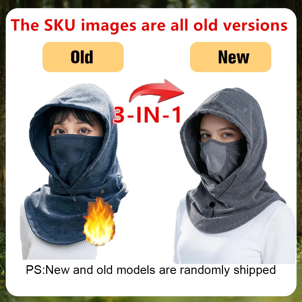 

【B изменение цвета】НОВАЯ зимняя теплая шапка с маской и утеплителем для шеи, ветрозащитная Балаклава 3-в-1 для мужчин и женщин, езда на велосипеде, холодная