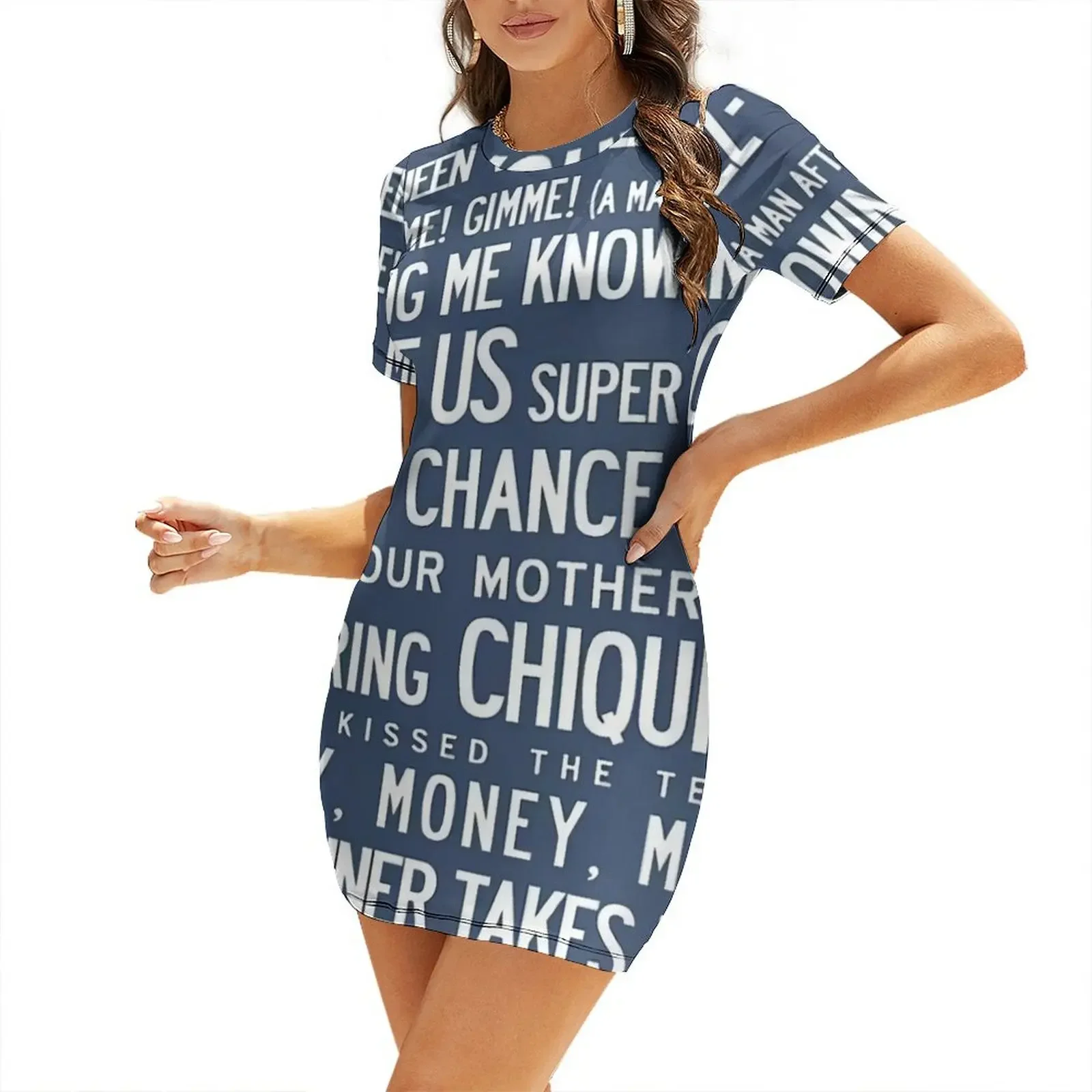 

SOS AB BA Lyrics Short-Sleeved Dress prom dresses 2025 loose summer dress Summer women's clothing Dress