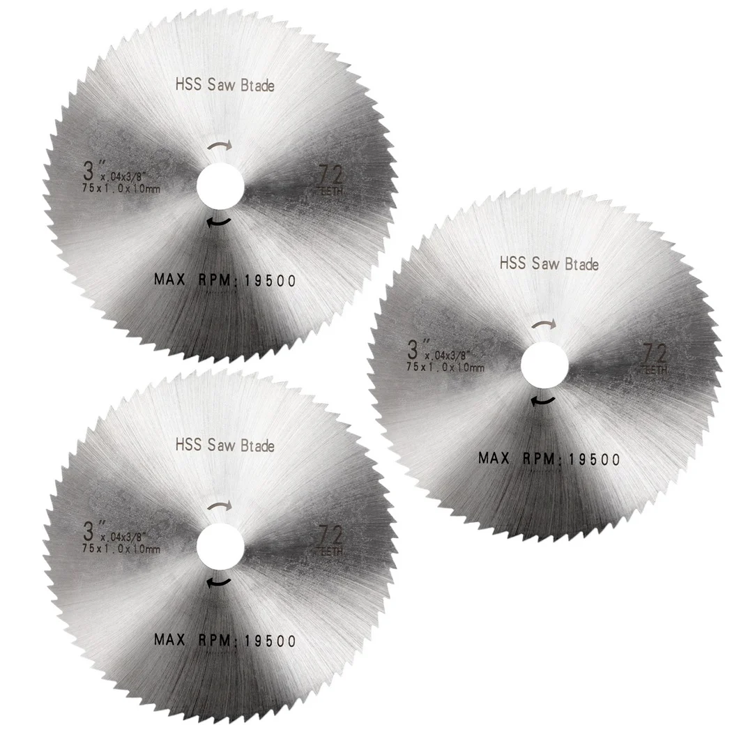 3Pcs Saw Blades HSS Circular Saw Blade 72-Tooth Cutting Discs Arbor High Speed Steel Saw Blade For Rotary Tools Metal Cutting