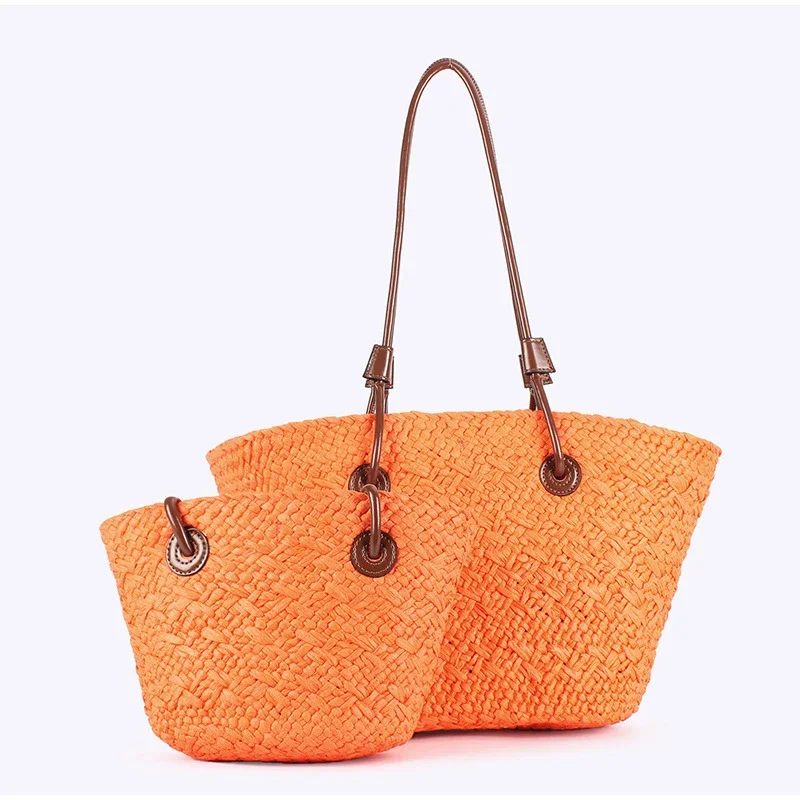 Neue Schulter Tasche Handgemachte Stroh Gewebt Große Kapazität Marke Hochwertige Korb Tasche Sommer Strand Urlaub Mode Handtasche Forwomen – Detail 33