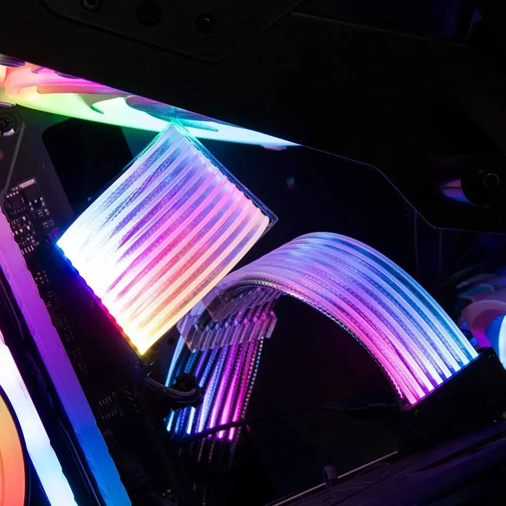 ARGB PSU energie poskytnout prodloužení kabel RGB plynout ATX 24pin PCIE GPU 8-pin 6+2pin šňůra základní deska RGB prodloužení kabel pro počítač