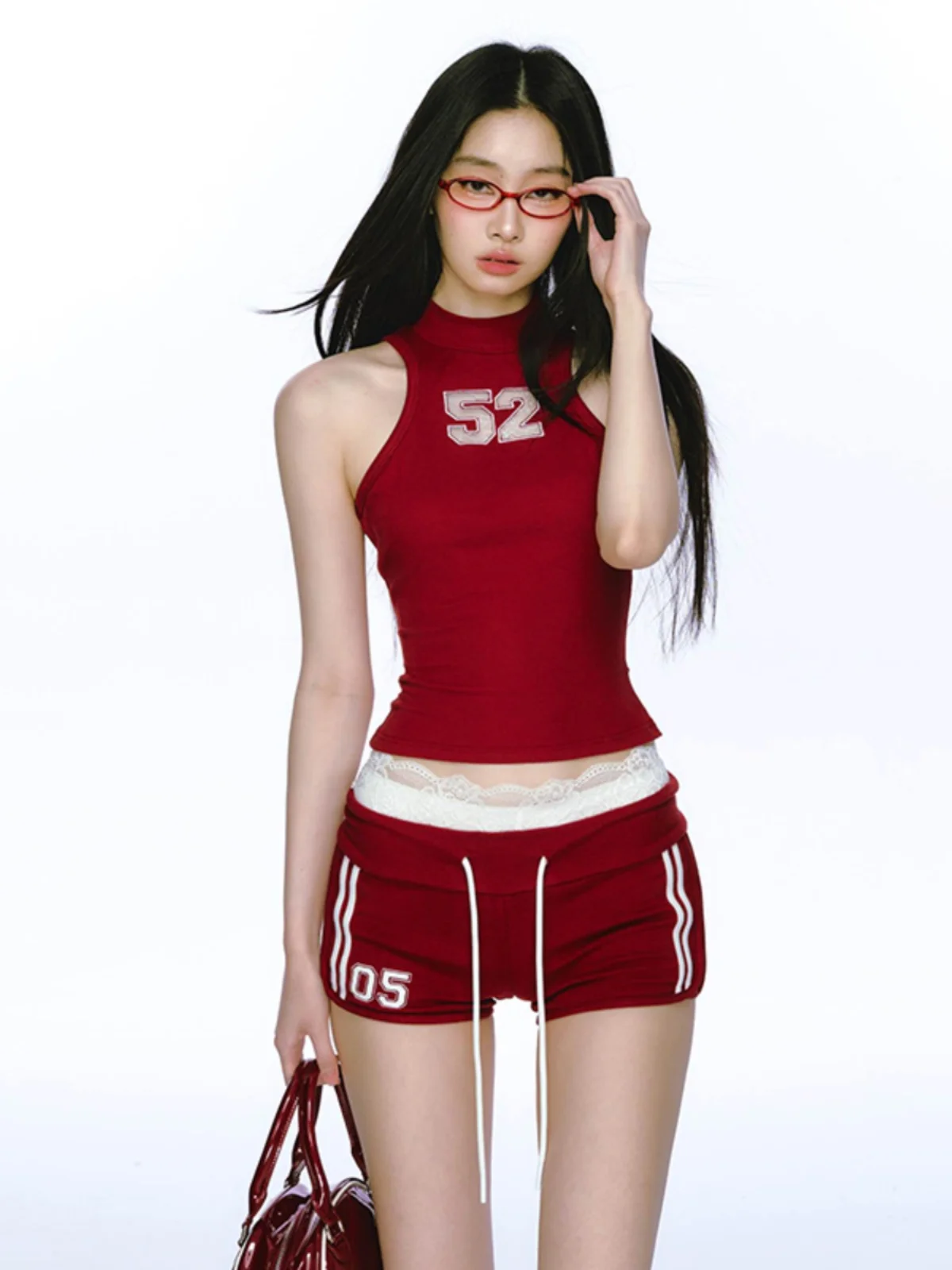 

Slimming Sports American Retro Sweetheart Spicy Girl Vest orts Two-Piece Set Sexy Summer Faion Women's Ensemble